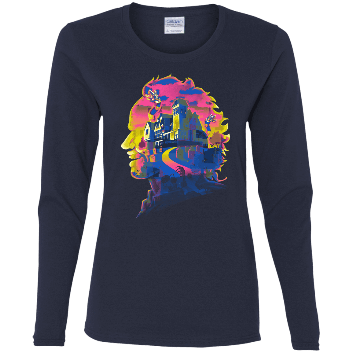 T-Shirts Navy / S Beetlejuice Silhouette Women's Long Sleeve T-Shirt