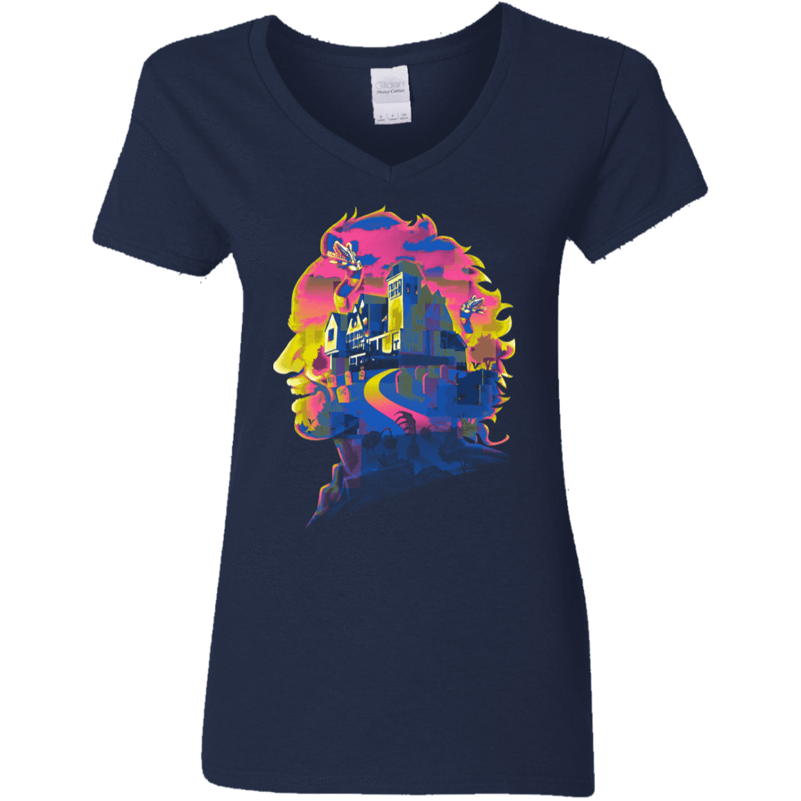 T-Shirts Navy / S Beetlejuice Silhouette Women's V-Neck T-Shirt