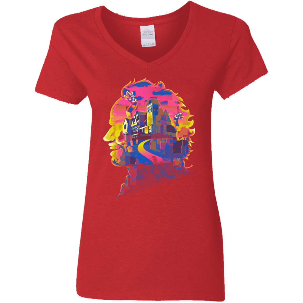 T-Shirts Red / S Beetlejuice Silhouette Women's V-Neck T-Shirt