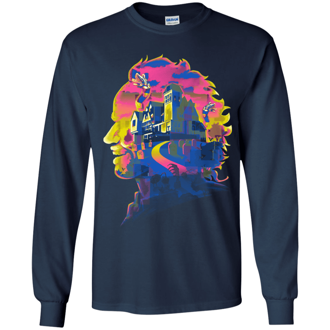 T-Shirts Navy / YS Beetlejuice Silhouette Youth Long Sleeve T-Shirt