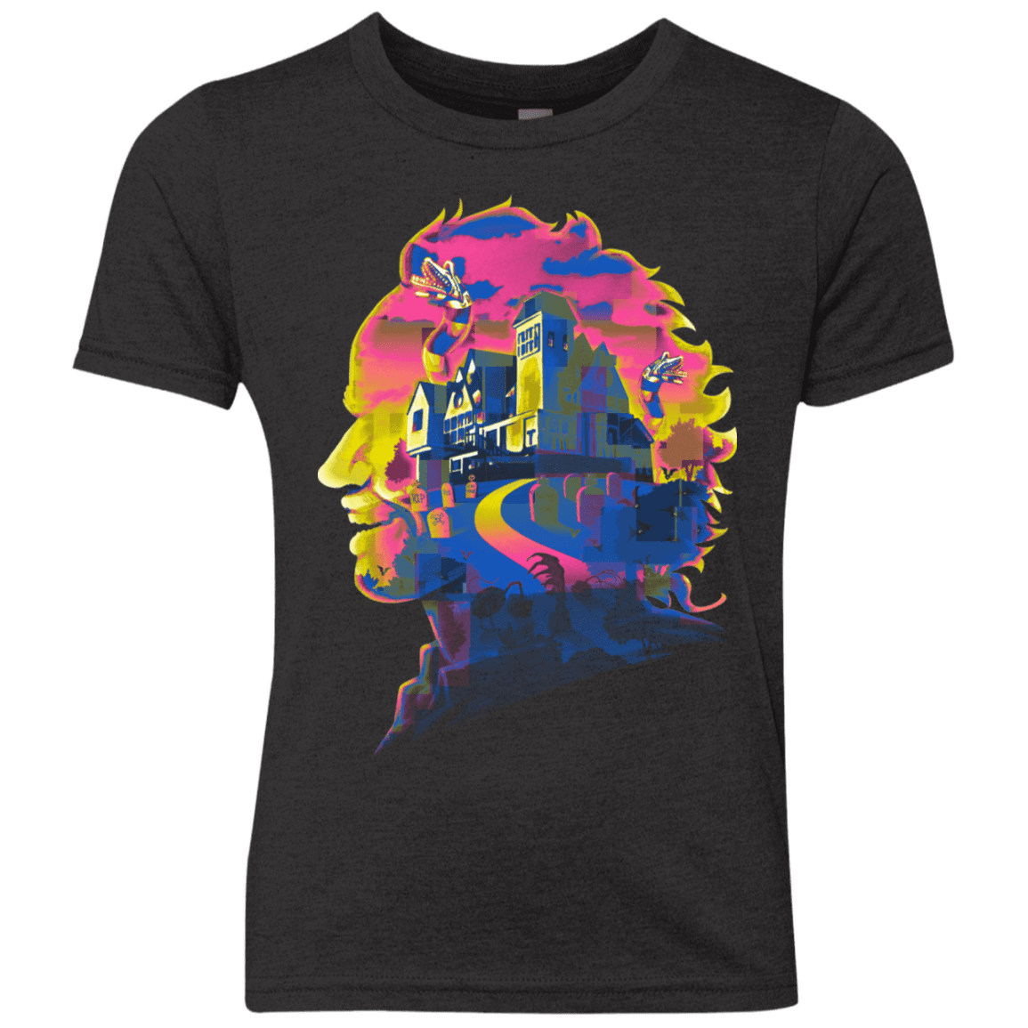 T-Shirts Vintage Black / YXS Beetlejuice Silhouette Youth Triblend T-Shirt