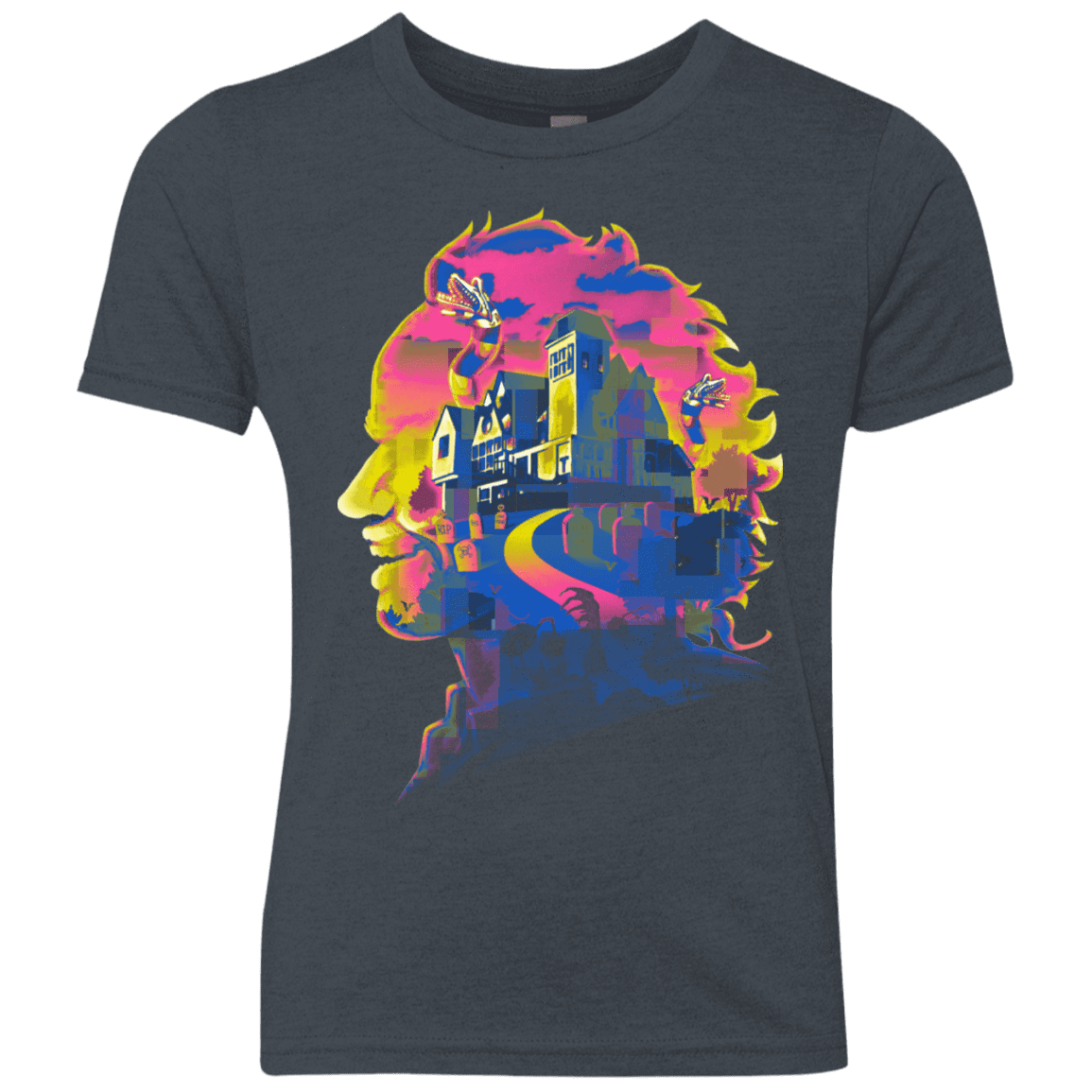 T-Shirts Vintage Navy / YXS Beetlejuice Silhouette Youth Triblend T-Shirt