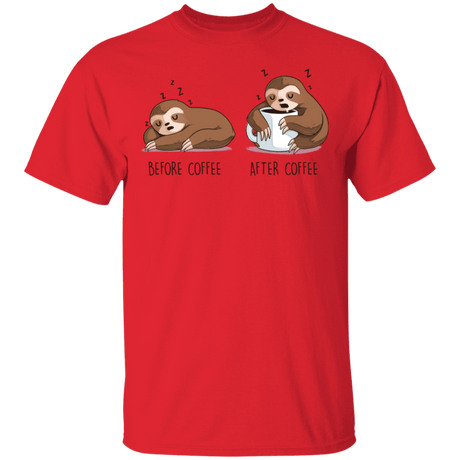 T-Shirts Red / S Before After Coffee Sloth T-Shirt