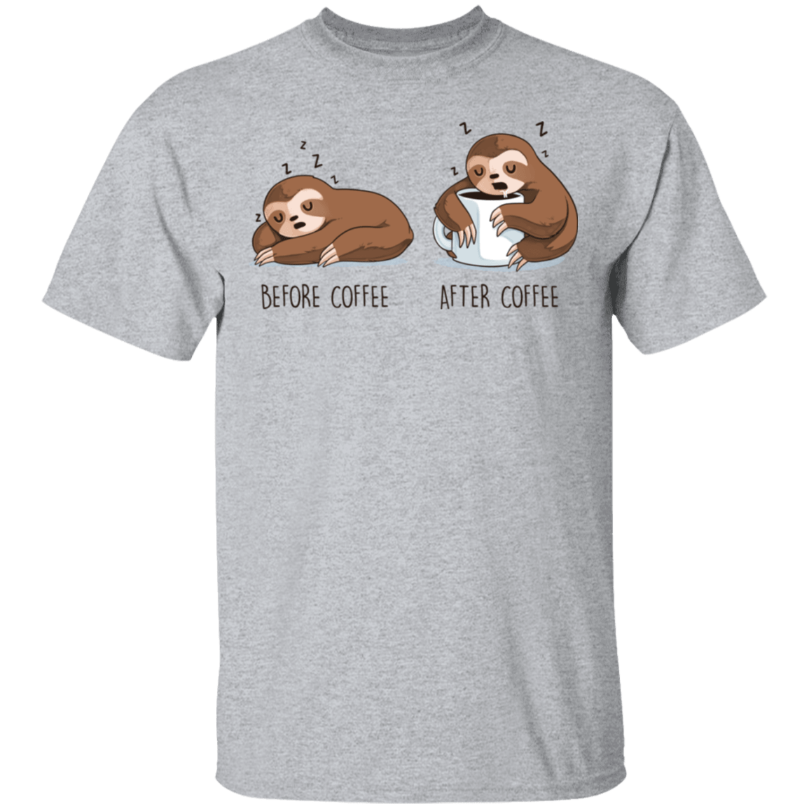 T-Shirts Sport Grey / S Before After Coffee Sloth T-Shirt