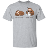 T-Shirts Sport Grey / S Before After Coffee Sloth T-Shirt