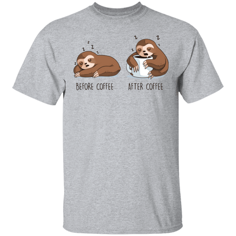 T-Shirts Sport Grey / S Before After Coffee Sloth T-Shirt