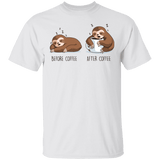 T-Shirts White / S Before After Coffee Sloth T-Shirt