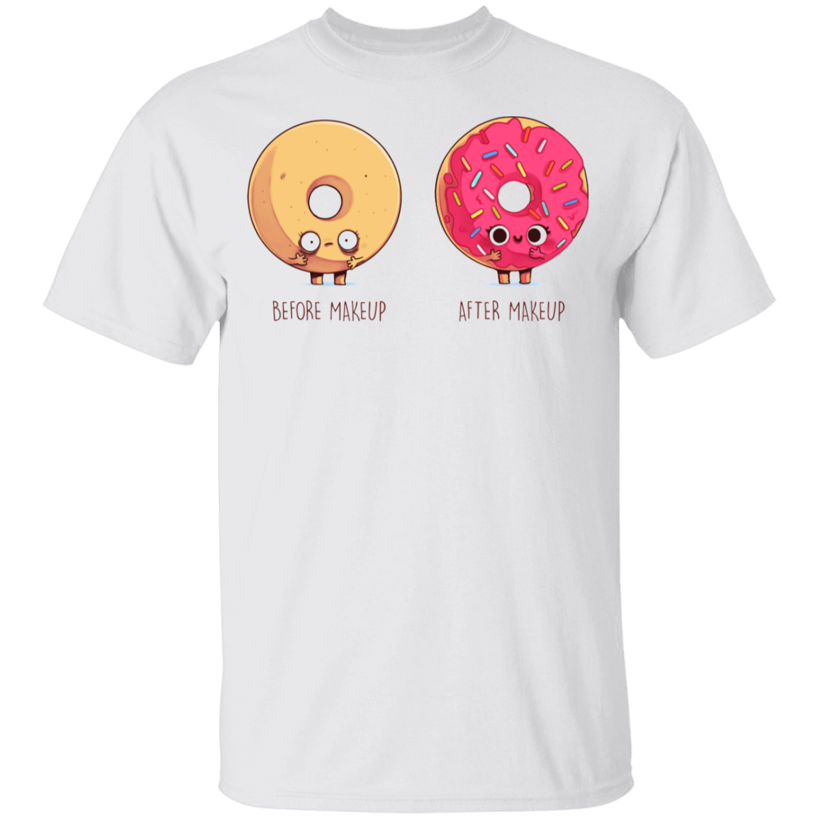 T-Shirts White / YXS Before After Makeup Donut Youth T-Shirt