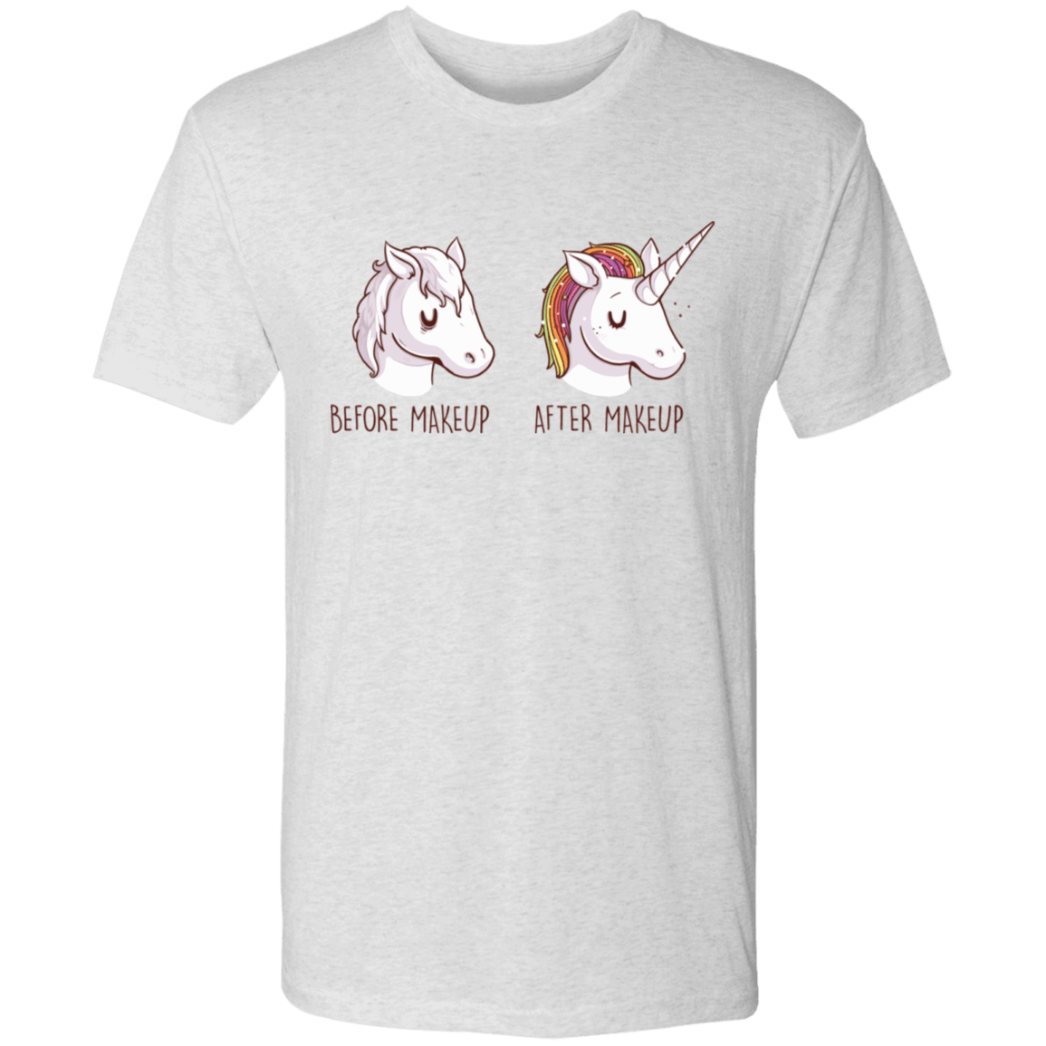 T-Shirts Heather White / S Before After Makeup Unicorn Men's Triblend T-Shirt