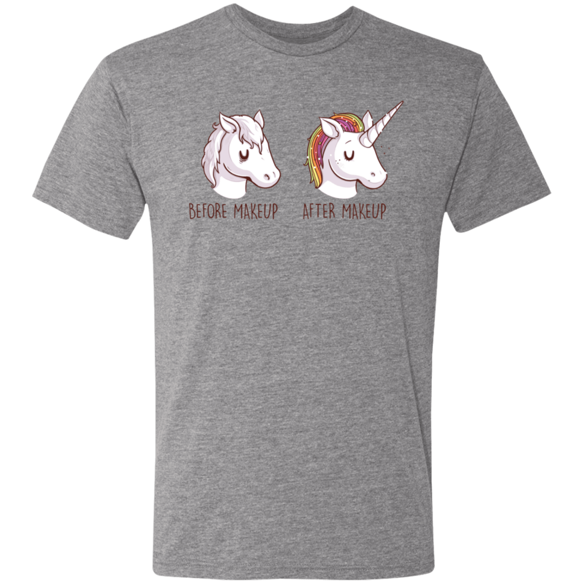 T-Shirts Premium Heather / S Before After Makeup Unicorn Men's Triblend T-Shirt