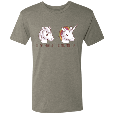 T-Shirts Venetian Grey / S Before After Makeup Unicorn Men's Triblend T-Shirt