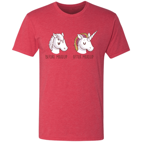 T-Shirts Vintage Red / S Before After Makeup Unicorn Men's Triblend T-Shirt