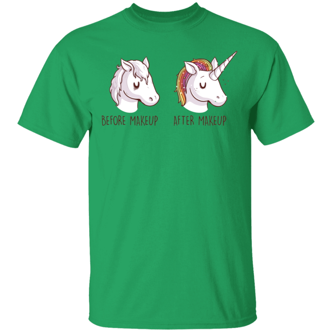 T-Shirts Irish Green / S Before After Makeup Unicorn T-Shirt