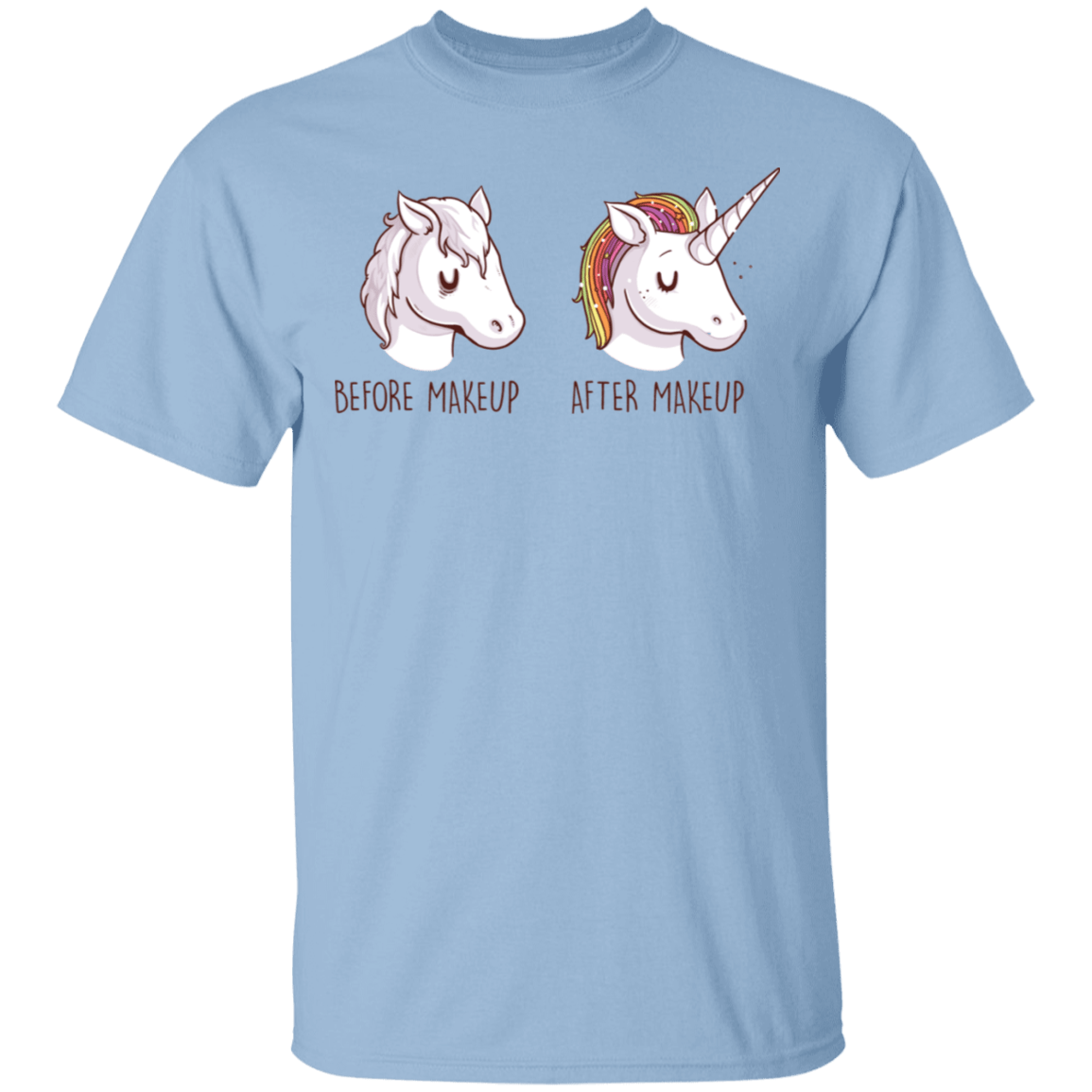 T-Shirts Light Blue / S Before After Makeup Unicorn T-Shirt
