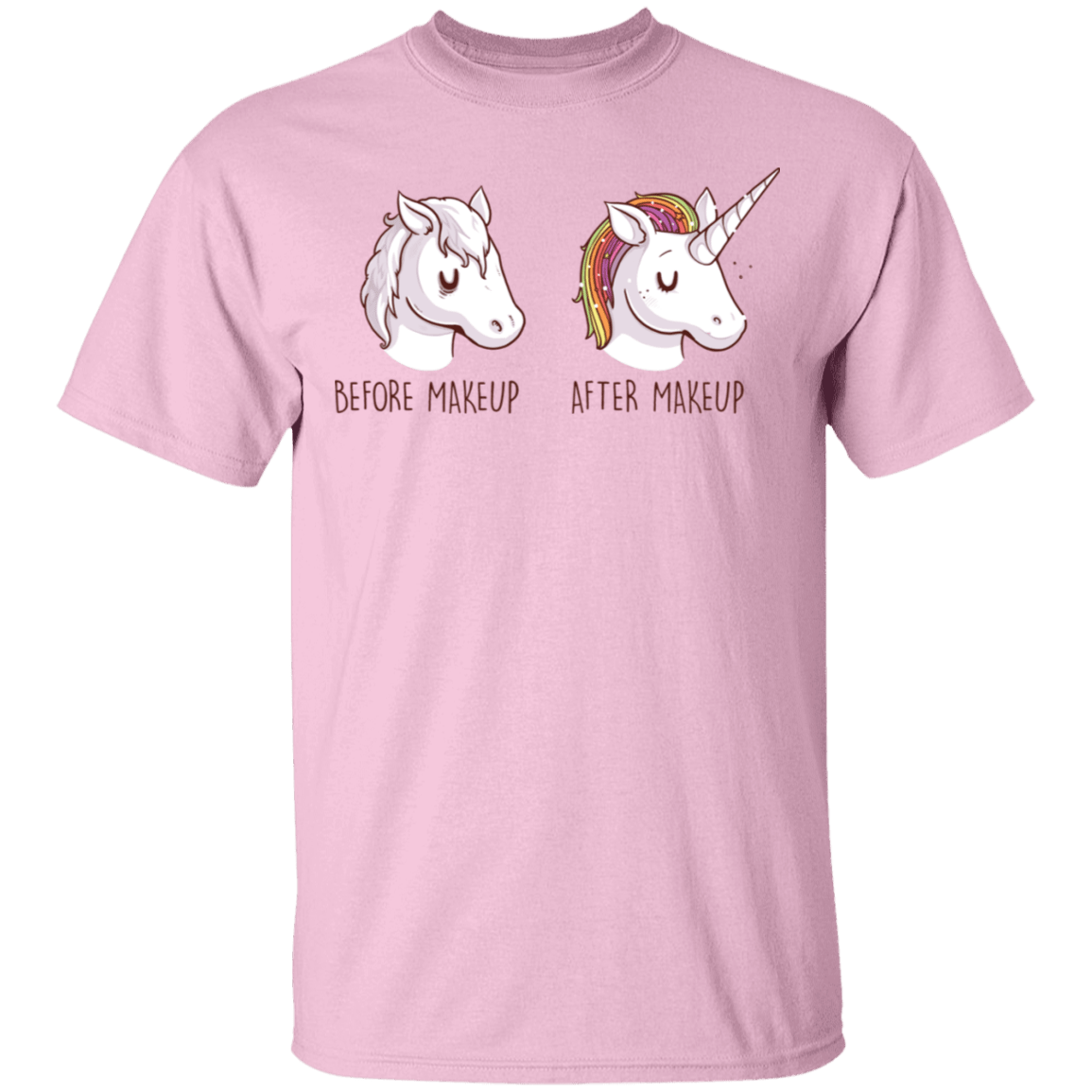 T-Shirts Light Pink / S Before After Makeup Unicorn T-Shirt