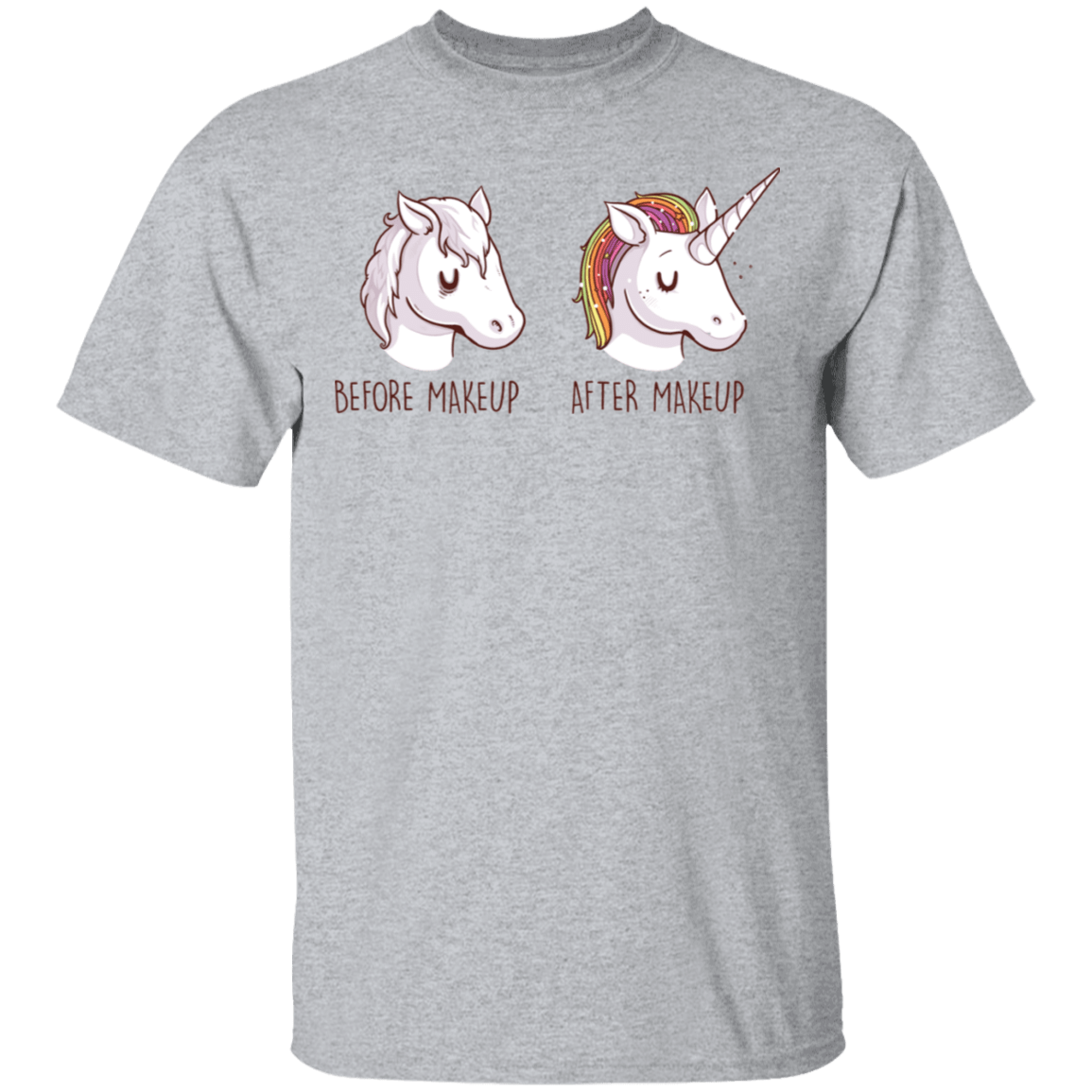 T-Shirts Sport Grey / S Before After Makeup Unicorn T-Shirt