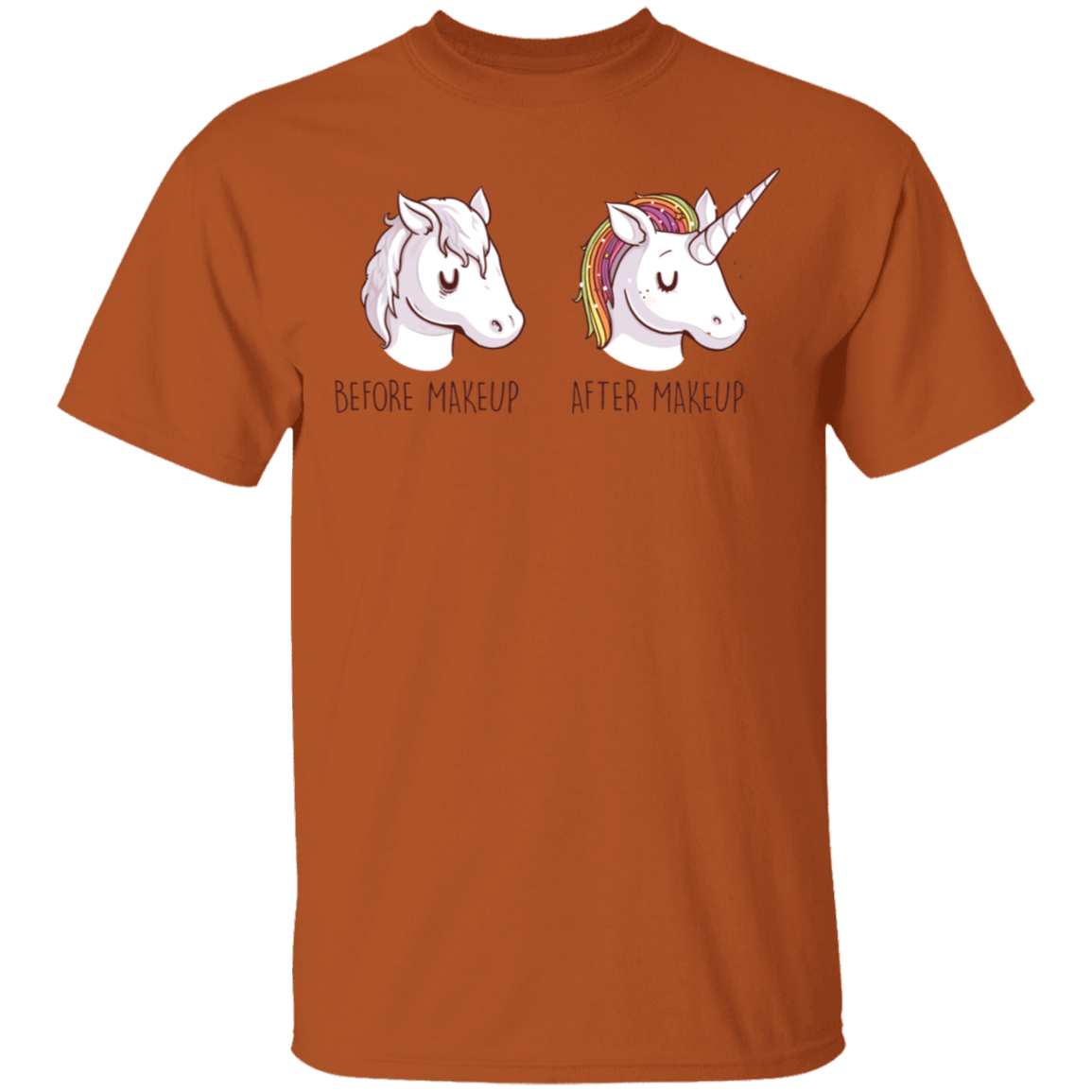 T-Shirts Texas Orange / S Before After Makeup Unicorn T-Shirt