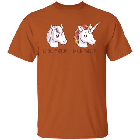 T-Shirts Texas Orange / S Before After Makeup Unicorn T-Shirt