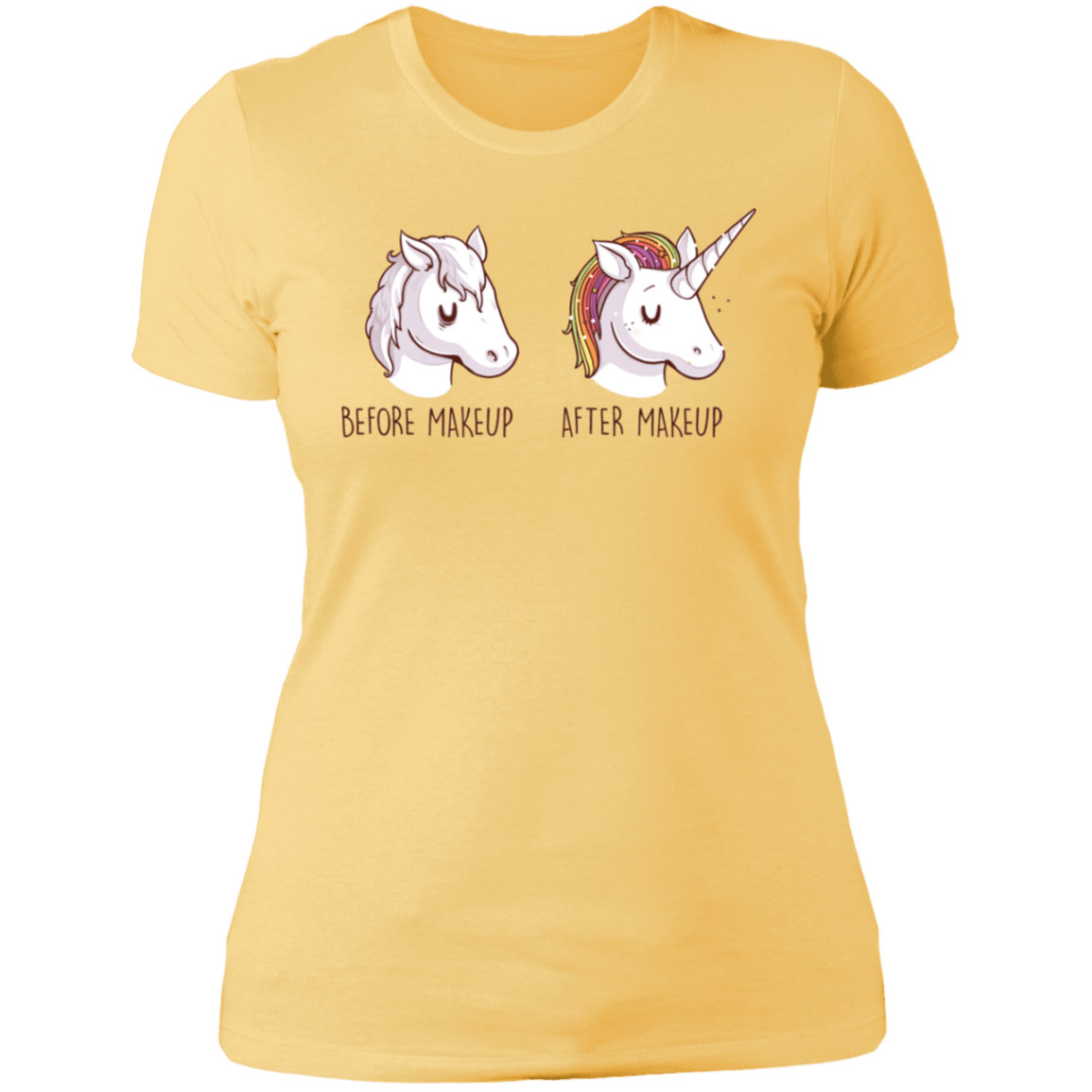T-Shirts Banana Cream/ / S Before After Makeup Unicorn Women's Premium T-Shirt