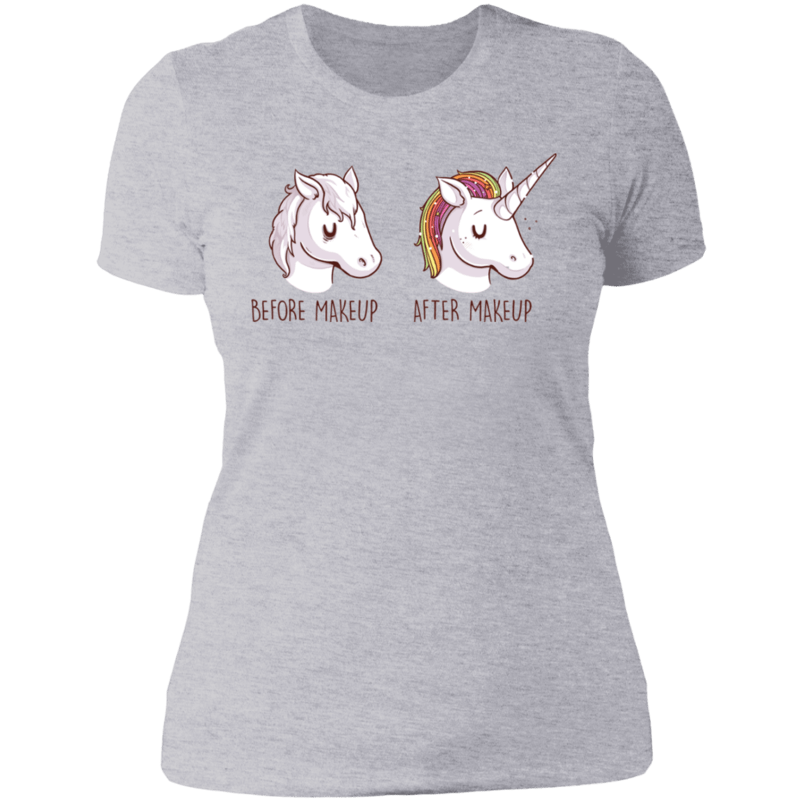 T-Shirts Heather Grey / S Before After Makeup Unicorn Women's Premium T-Shirt