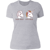 T-Shirts Heather Grey / S Before After Makeup Unicorn Women's Premium T-Shirt