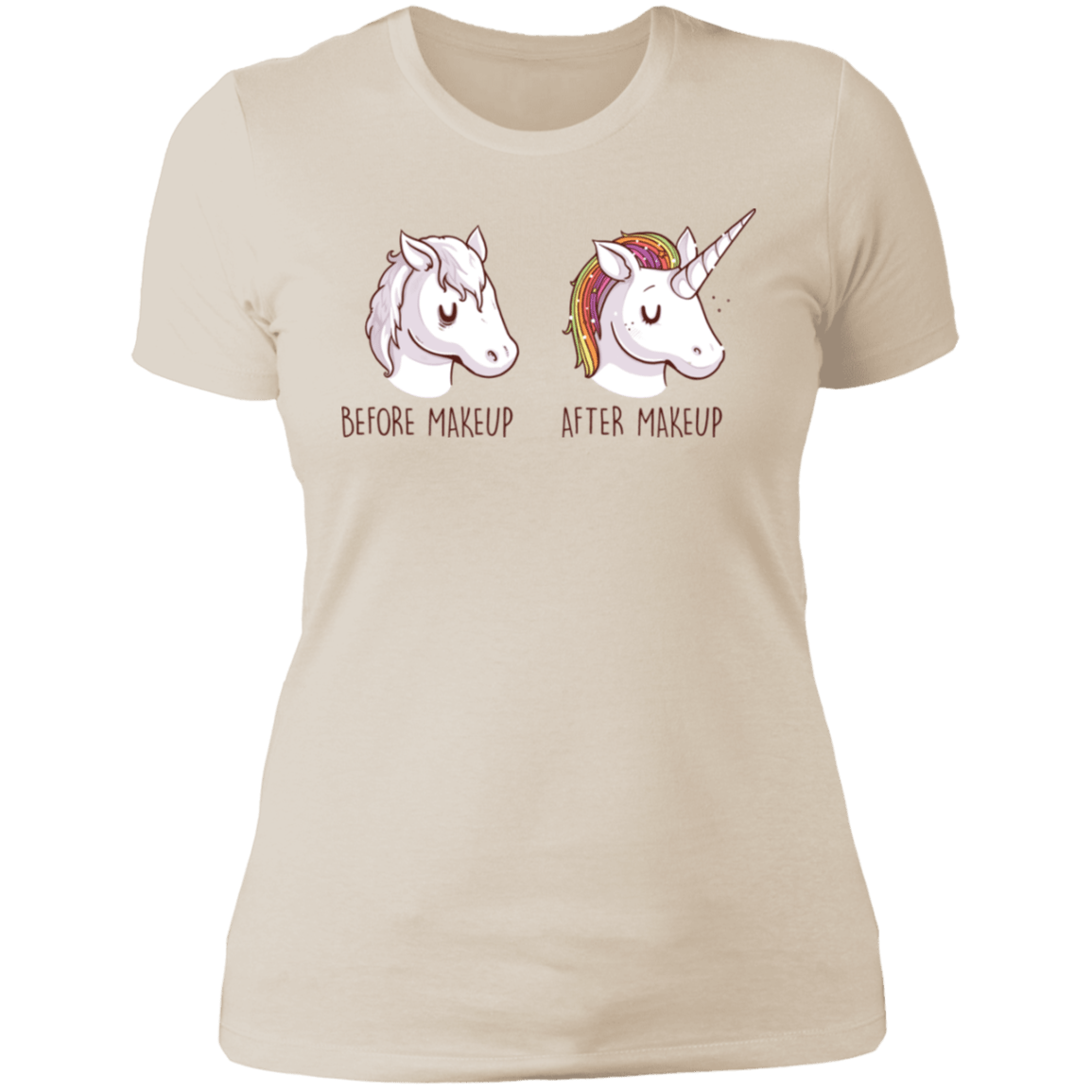 T-Shirts Ivory/ / S Before After Makeup Unicorn Women's Premium T-Shirt