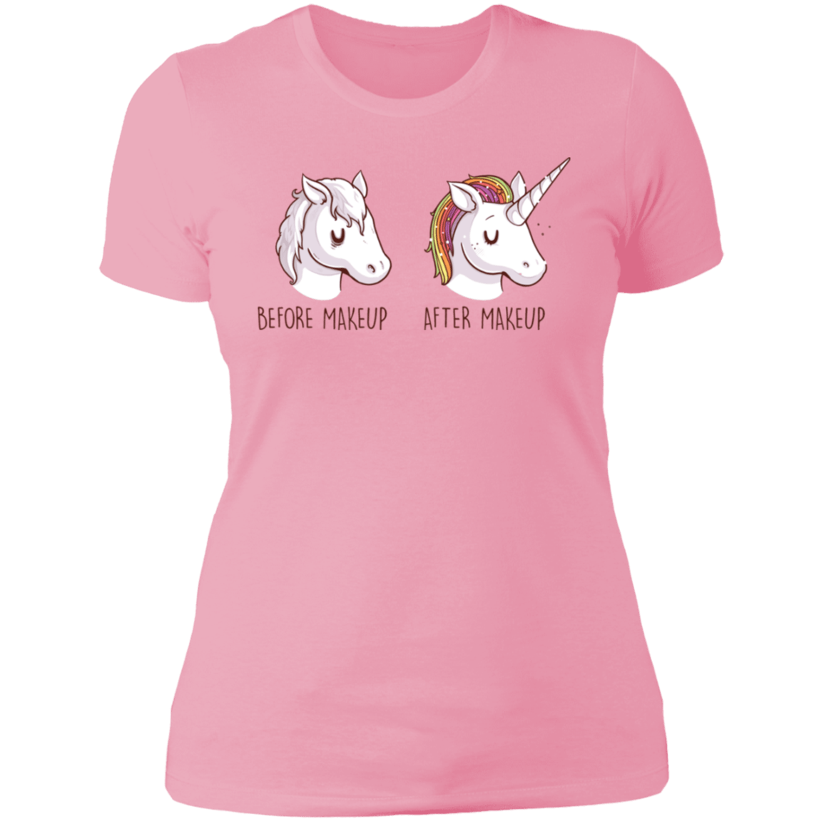 T-Shirts Light Pink / S Before After Makeup Unicorn Women's Premium T-Shirt