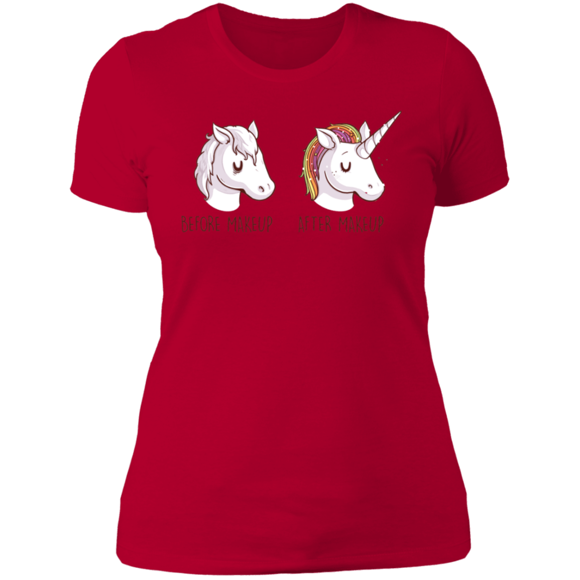 T-Shirts Red / S Before After Makeup Unicorn Women's Premium T-Shirt