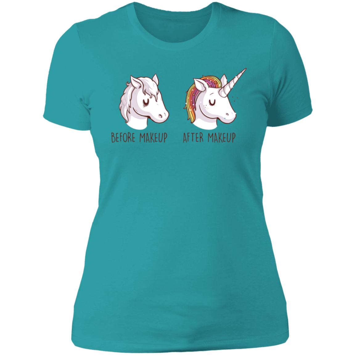 T-Shirts Tahiti Blue / S Before After Makeup Unicorn Women's Premium T-Shirt