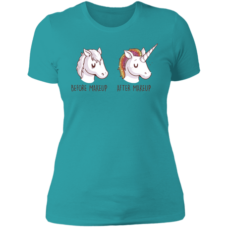 T-Shirts Tahiti Blue / S Before After Makeup Unicorn Women's Premium T-Shirt