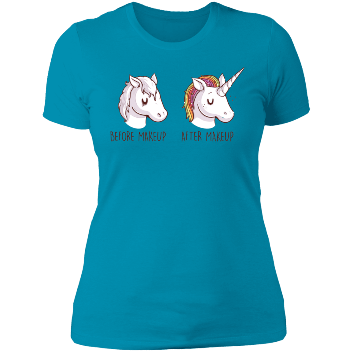 T-Shirts Turquoise / S Before After Makeup Unicorn Women's Premium T-Shirt