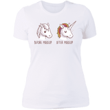 T-Shirts White / S Before After Makeup Unicorn Women's Premium T-Shirt
