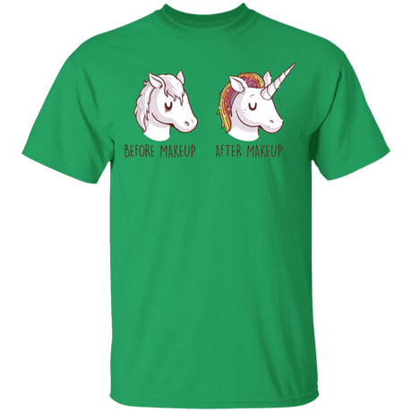T-Shirts Irish Green / YXS Before After Makeup Unicorn Youth T-Shirt