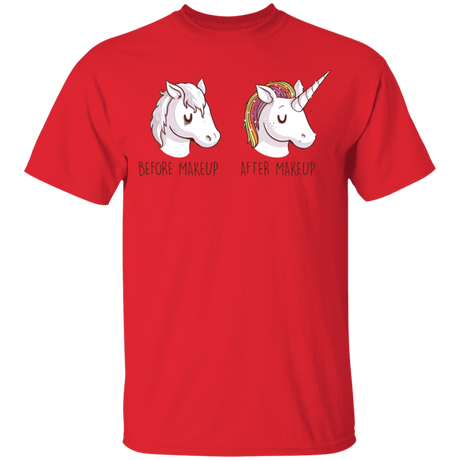 T-Shirts Red / YXS Before After Makeup Unicorn Youth T-Shirt