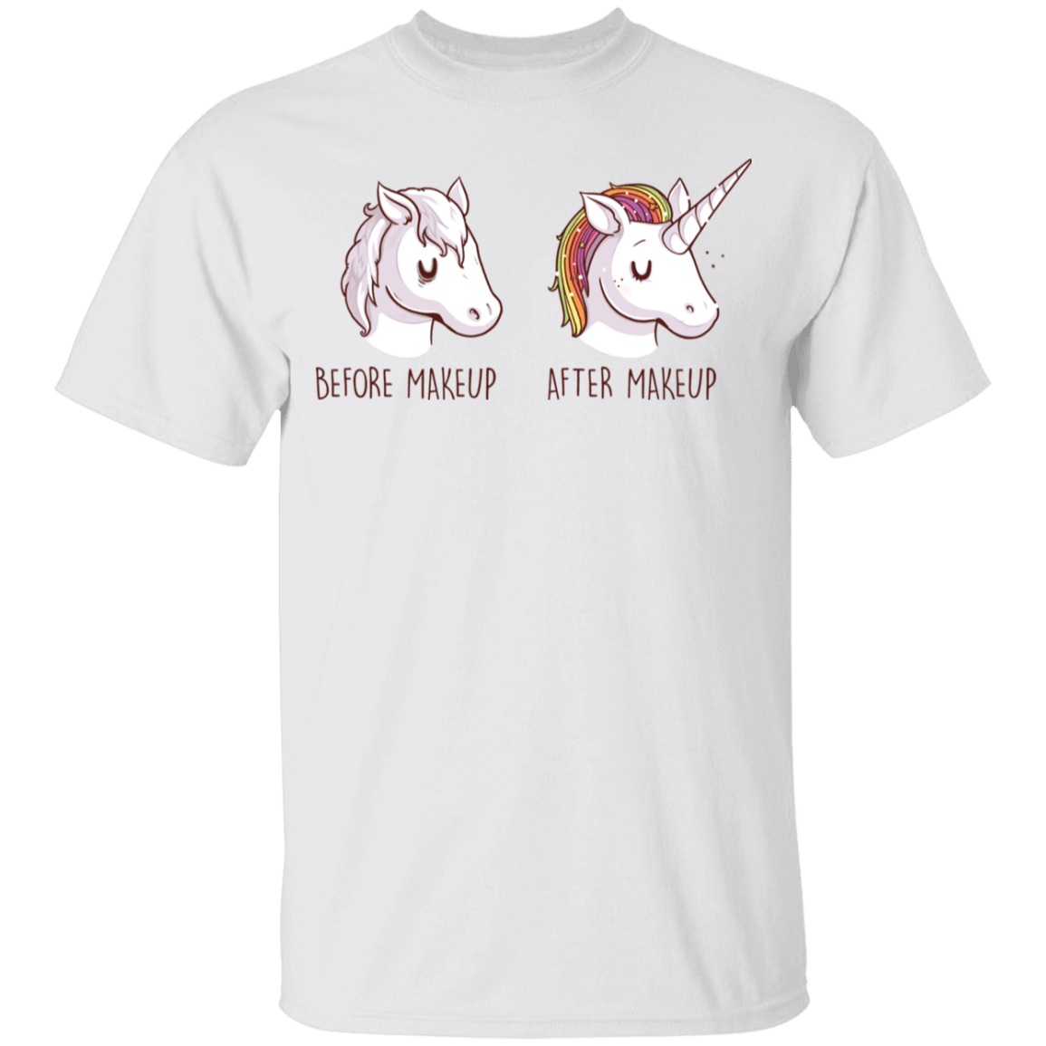 T-Shirts White / YXS Before After Makeup Unicorn Youth T-Shirt