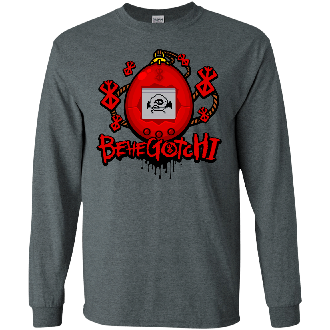 T-Shirts Dark Heather / S BeheGotchi Men's Long Sleeve T-Shirt