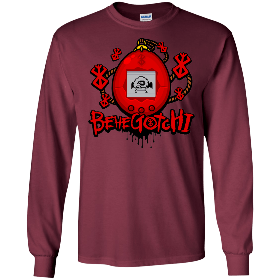 T-Shirts Maroon / S BeheGotchi Men's Long Sleeve T-Shirt