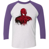 T-Shirts Heather White/Purple Rush / X-Small Behind The Mask Men's Triblend 3/4 Sleeve