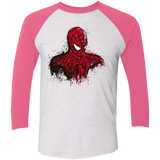 T-Shirts Heather White/Vintage Pink / X-Small Behind The Mask Men's Triblend 3/4 Sleeve