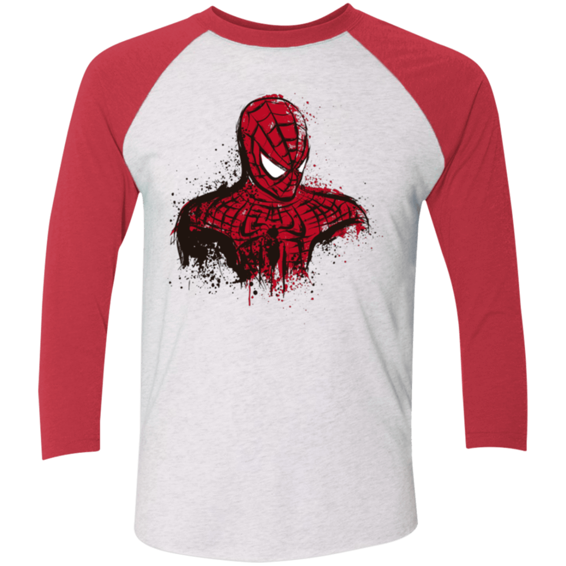T-Shirts Heather White/Vintage Red / X-Small Behind The Mask Men's Triblend 3/4 Sleeve