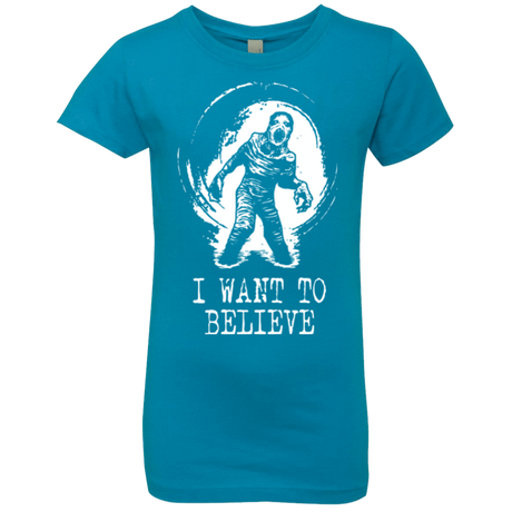 T-Shirts Turquoise / YXS Believe in Flukeman Girls Premium T-Shirt