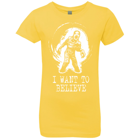T-Shirts Vibrant Yellow / YXS Believe in Flukeman Girls Premium T-Shirt