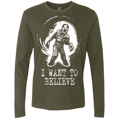 T-Shirts Military Green / Small Believe in Flukeman Men's Premium Long Sleeve