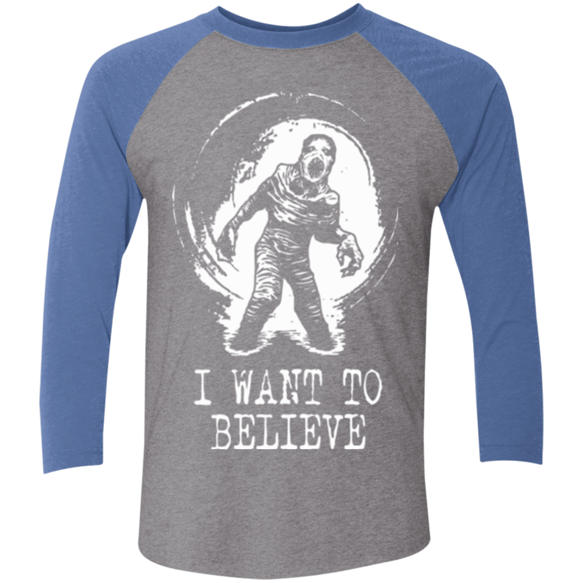 T-Shirts Premium Heather/ Vintage Royal / X-Small Believe in Flukeman Men's Triblend 3/4 Sleeve