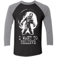 T-Shirts Vintage Black/Premium Heather / X-Small Believe in Flukeman Men's Triblend 3/4 Sleeve