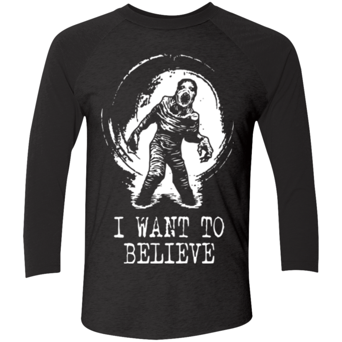 T-Shirts Vintage Black/Vintage Black / X-Small Believe in Flukeman Men's Triblend 3/4 Sleeve
