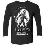T-Shirts Vintage Black/Vintage Black / X-Small Believe in Flukeman Men's Triblend 3/4 Sleeve