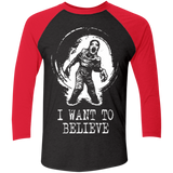 T-Shirts Vintage Black/Vintage Red / X-Small Believe in Flukeman Men's Triblend 3/4 Sleeve