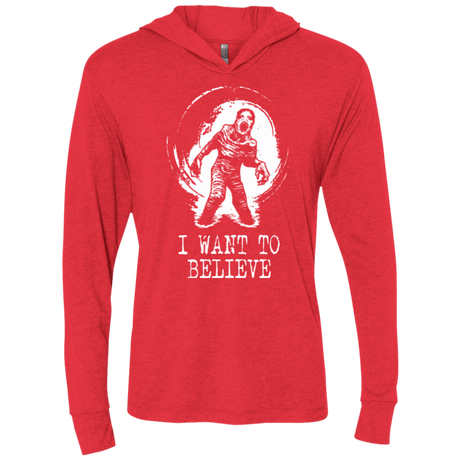 T-Shirts Vintage Red / X-Small Believe in Flukeman Triblend Long Sleeve Hoodie Tee