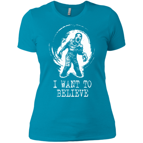 T-Shirts Turquoise / X-Small Believe in Flukeman Women's Premium T-Shirt